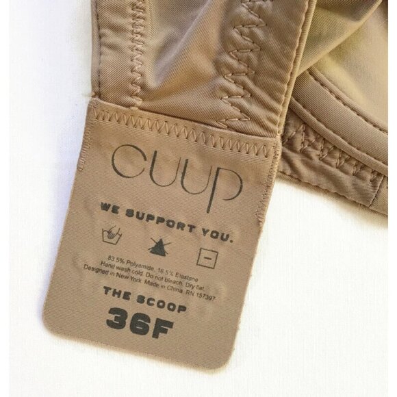 Cuup The Scoop Bra 36F Cup Underwire Unlined No Padding Luxe Beige Taupe Sun - Picture 8 of 11